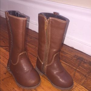 Brown kids combat boots